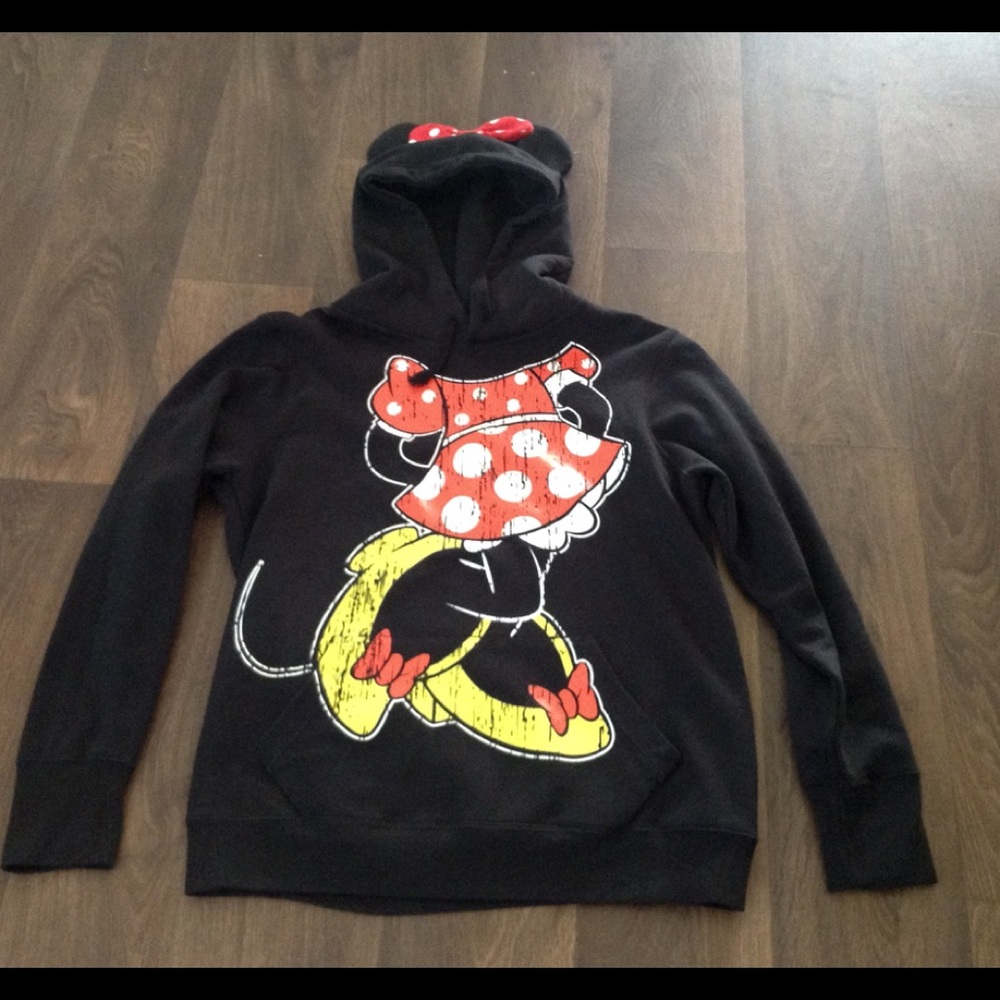 DISNEY MINNIE BLACK HOODIE WITH MINNIE EARS SZ L
